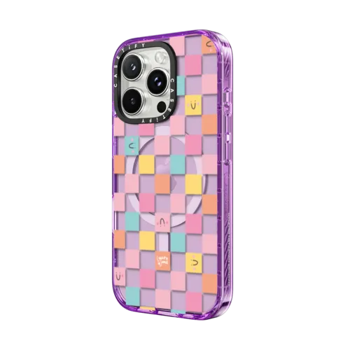 Cute Checkered by Laura Jane Illustrations | iPhone 16 Pro Max / Impact Case MagSafe Compatible / Purple | Image 2