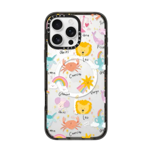 Cute Zodiacs by Laura Jane Illustrations | iPhone 16 Pro Max / Impact Case MagSafe Compatible / Black | Image 1
