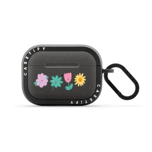 Happy Garden by Laura Jane Illustrations | AirPods Pro 2 / Earbuds Bounce Case / Matte Charcoal | Image 1