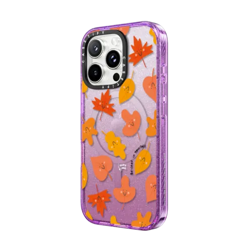 Leaves by Laura Jane Illustrations | iPhone 16 Pro Max / Impact Case MagSafe Compatible / Glitter Purple | Image 2