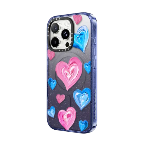 Painted Hearts | iPhone 16 Pro Max / Impact Case MagSafe Compatible / Glitter Indigo | Image 2