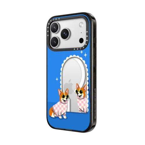 Checkered Corgi Mirror | iPhone 17 Pro Max / Impact Case MagSafe Compatible / Black | Image 2