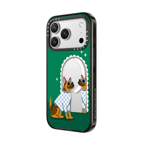 Checkered German Shepherd Mirror | iPhone 17 Pro Max / Impact Case MagSafe Compatible / Black | Image 2