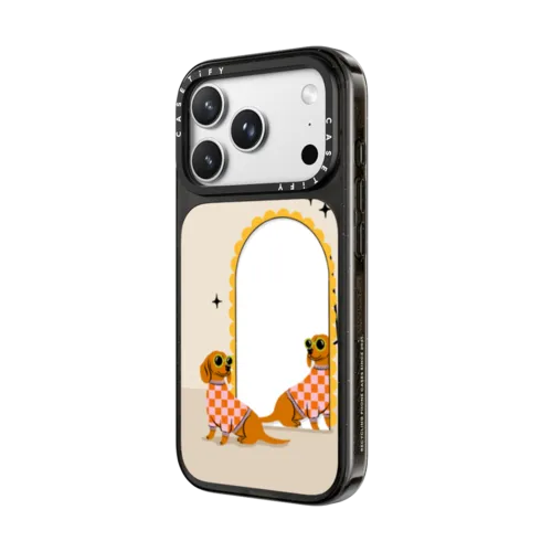 Checkered Dachshund Mirror | iPhone 18 Pro / Impact Case MagSafe Compatible - Glossy / Glossy Black | Image 2