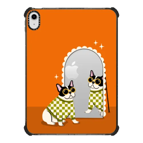 Checkered French Bulldog Mirror | iPad 10.9-inch (10th gen) / iPad Impact Case / Black | Image 1