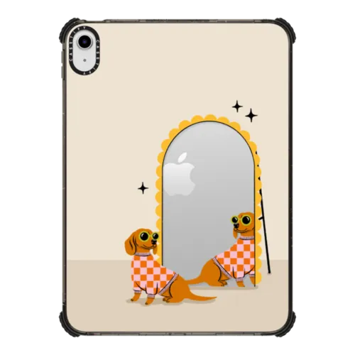 Checkered Dachshund Mirror | iPad 10.9-inch (10th gen) / iPad Impact Case / Black | Image 1