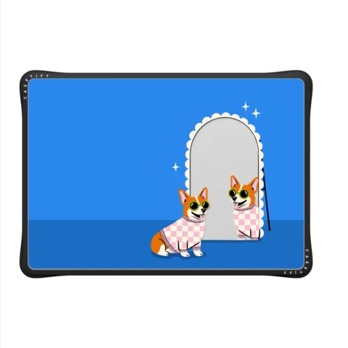 Checkered Corgi Mirror | MacBook Air 13-inch (M1 / Intel) / MacBook Impact Case / Black | Image 2