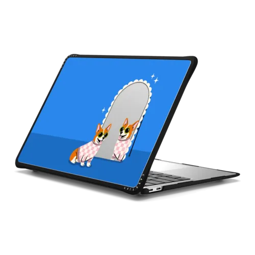 Checkered Corgi Mirror | MacBook Air 13-inch (M1 / Intel) / MacBook Impact Case / Black | Image 1