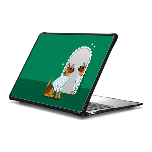 Checkered German Shepherd Mirror | MacBook Air 13-inch (M1 / Intel) / MacBook Impact Case / Black | Image 1