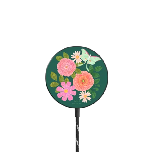 Luna Moth Garden |   / PowerThru Magnetic Wireless Charger MagSafe Compatible / Black | Image 1
