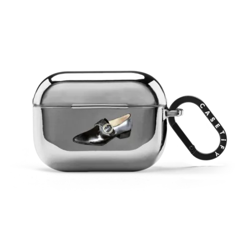 Vintage Leather Shoes | AirPods Pro 2 / Earbuds Mirror Case / Silver | Image 1