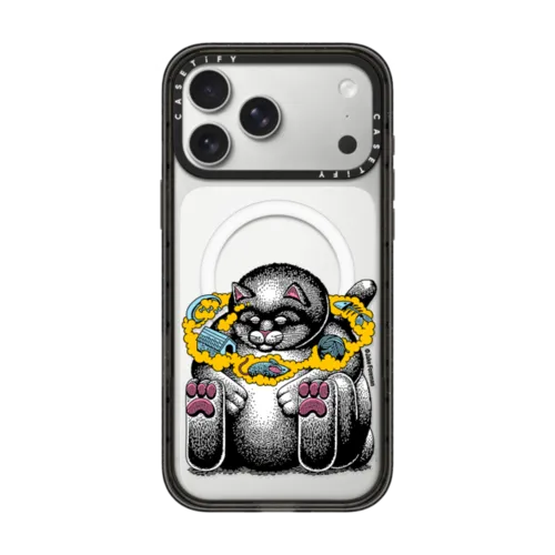 Daydreaming Cat by Jake Foreman | iPhone 17 Pro Max / Impact Case MagSafe Compatible / Black | Image 1