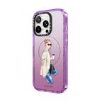 Lady Drinking Coffee | iPhone 16 Pro Max / Impact Case MagSafe Compatible / Glitter Purple | Image 2
