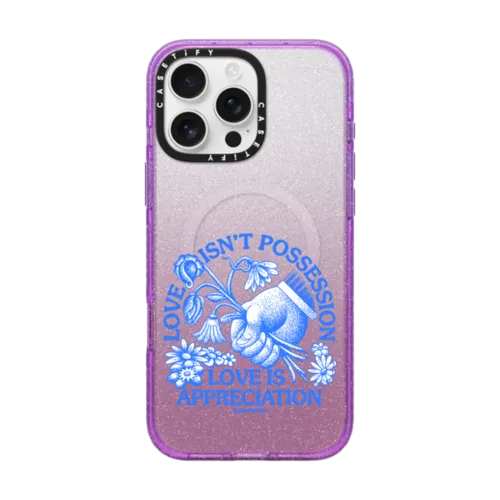 Appreciate by Jake Foreman | iPhone 16 Pro Max / Impact Case MagSafe Compatible / Glitter Purple | Image 1