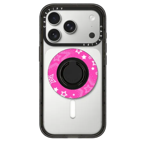Pink Girly Punk Snappy Ring Holder | Snappy Ring Holder / Snappy Ring Holder MagSafe Compatible / Black | Image 1