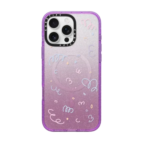 Transparent Confetti | iPhone 16 Pro Max / Impact Case MagSafe Compatible / Glitter Purple | Image 1