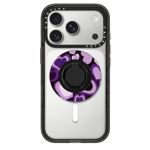 Y2k Purple Heart Snappy Ring Holder | Snappy Ring Holder / Snappy Ring Holder MagSafe Compatible / Black | Image 1