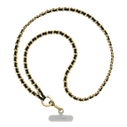 Leather Chain Cross-body Strap - Black in Champagne Gold