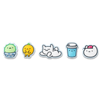 Coolman Therapy Pins The Push-In Pin Set (Baby Cactus, Comfy Spesh, Coolman!, Fresh Coffee, Naranja) | Image 1