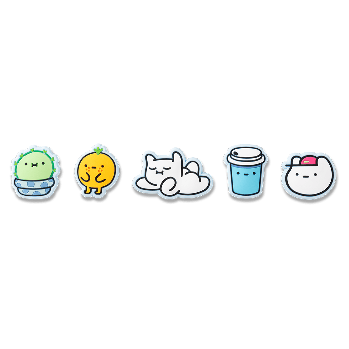 Coolman Therapy Pins The Push-In Pin Set (Baby Cactus, Comfy Spesh, Coolman!, Fresh Coffee, Naranja) | Image 1