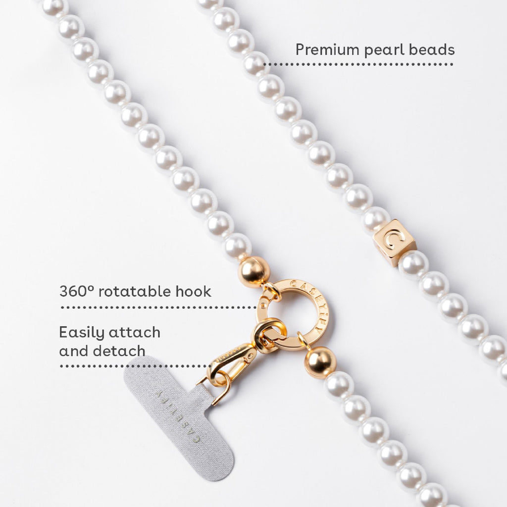 Pearl Cross-body Strap - Pearl with Gold