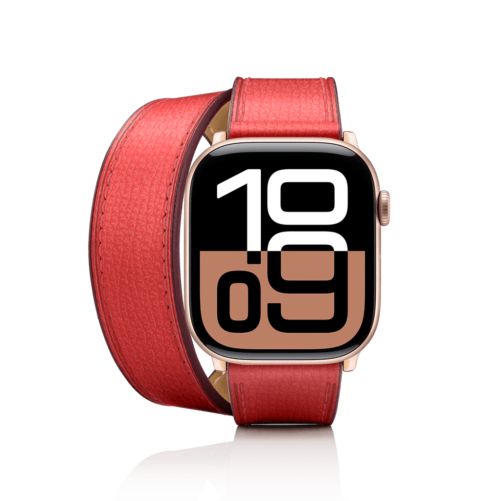 2-in-1 Italian Leather Band 46mm (Series 10) - Red