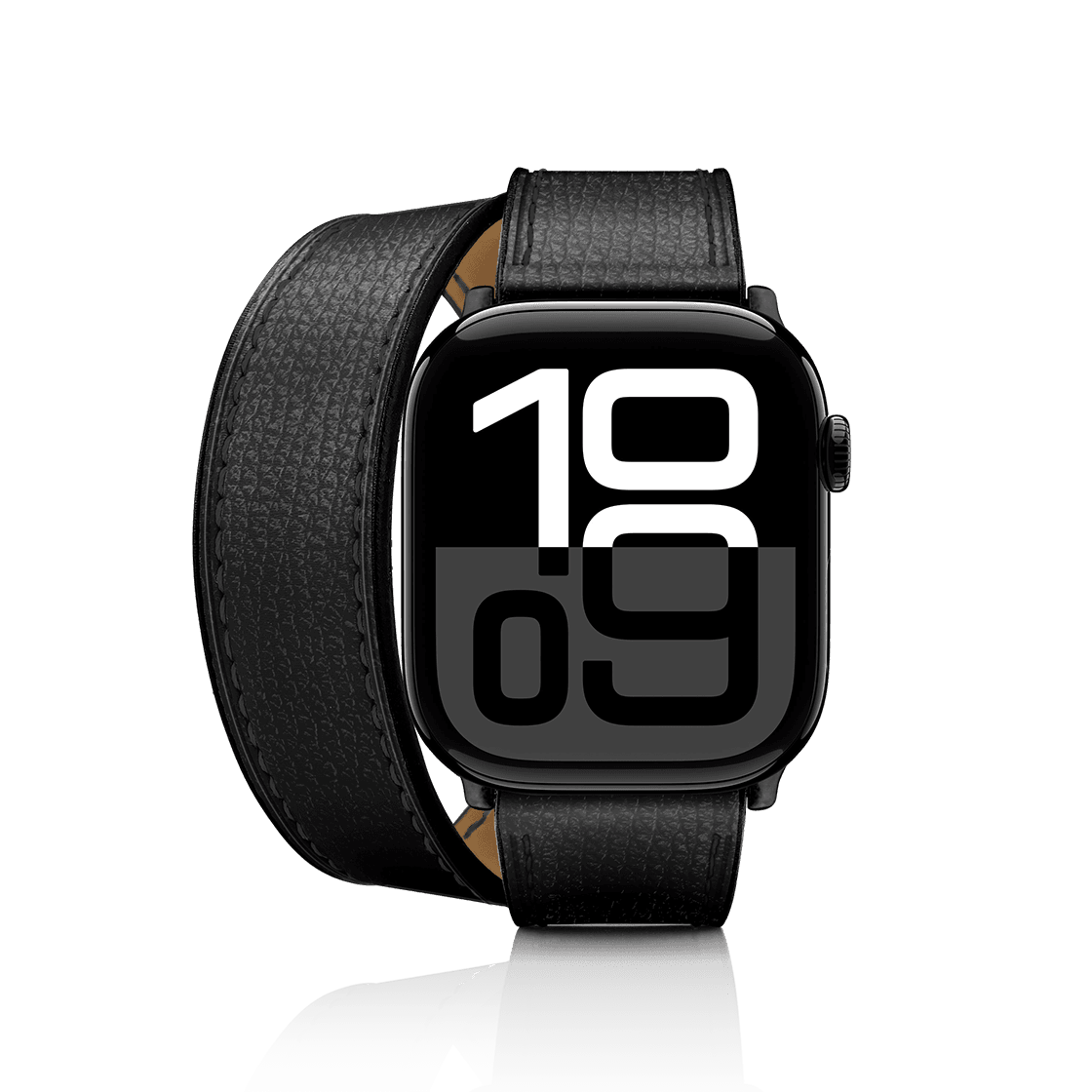 2-in-1 Italian Leather Band 46mm (Series 10) - Black