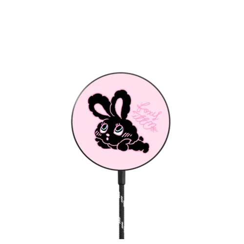 Romantic Black Bunny |   / PowerThru Magnetic Wireless Charger MagSafe Compatible / Black | Image 1