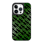 Tyson Yoshi - TY logo in Neon Green | iPhone 14 Pro / Mirror Case MagSafe Compatible / Silver on Black | Image 1