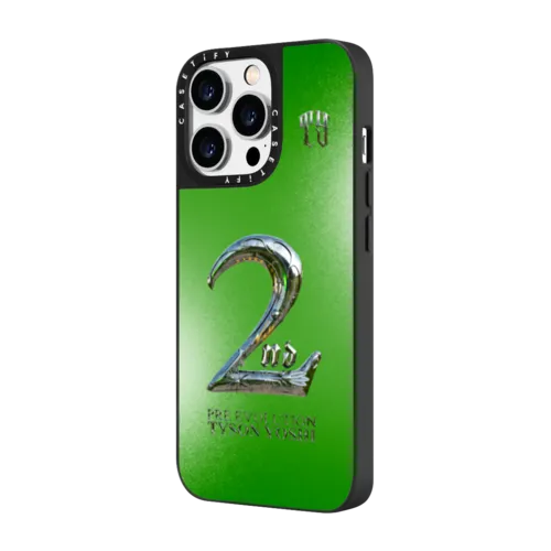 Pre Evolution logo  - 2nd in Neon Green | iPhone 14 Pro Max / Mirror Case MagSafe Compatible / Silver on Black | Image 2