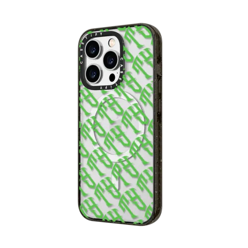 Tyson Yoshi - TY logo in Green | iPhone 14 Pro Max / Impact Case MagSafe Compatible / Black | Image 2