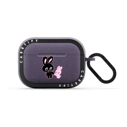 Black Bunny & Mini | AirPods Pro 2 / Earbuds Bounce Case / Matte Deep Purple | Image 1