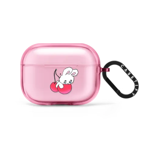Bunny on Cherry | AirPods Pro 2 / Earbuds Impact Case / Pink Fizz | Image 1