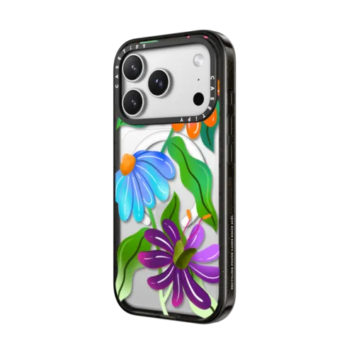 Funky Flowers by Illustrated By Charlie | iPhone 17 Pro Max / Impact Case MagSafe Compatible / Black | Image 2