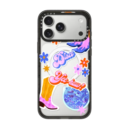 Disco Cowgirl by Illustrated By Charlie | iPhone 17 Pro Max / Impact Case MagSafe Compatible / Black | Image 1