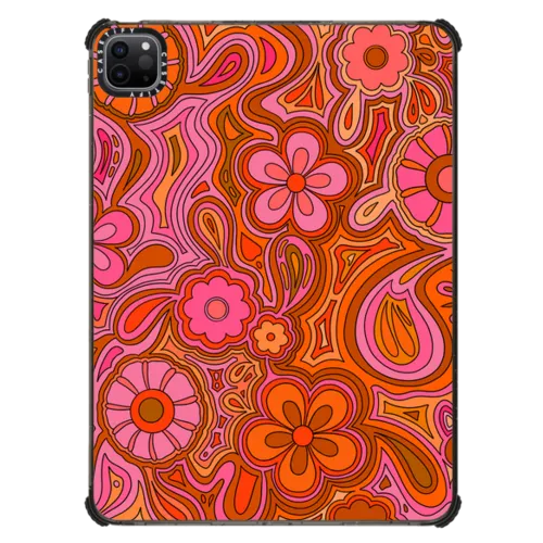 Retro Flower Power by Illustrated By Charlie | iPad Pro 11-inch (3rd/4th gen) / iPad Impact Case / Black | Image 1