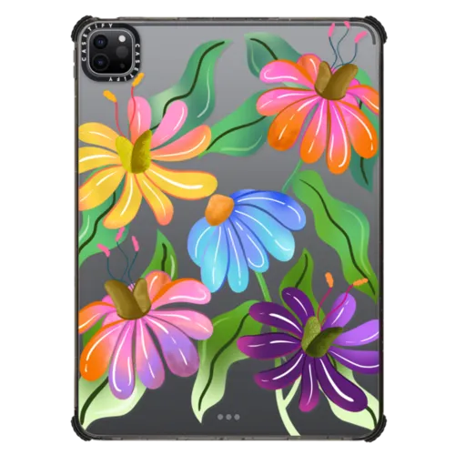 Funky Flowers by Illustrated By Charlie | iPad Pro 11-inch (3rd/4th gen) / iPad Impact Case / Black | Image 1