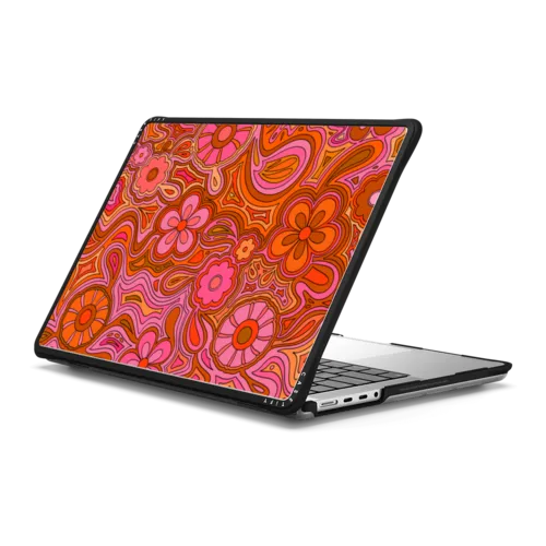 Retro Flower Power by Illustrated By Charlie | MacBook Pro 14-inch (M1 - M5) / MacBook Impact Case / Black | Image 1