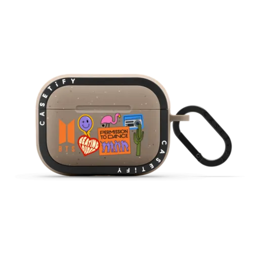 BTS Edition PTD Sticker AirPods Case | AirPods Pro 2 / Earbuds Bounce Case / Matte Taupe | Image 1