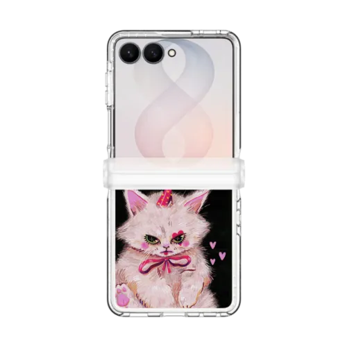 CLOWN KITTY | Galaxy Z Flip8 / Impact Clear Magnetic Case / Clear | Image 1