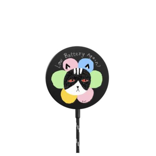 Flower Cat |   / PowerThru Magnetic Wireless Charger MagSafe Compatible / Black | Image 1