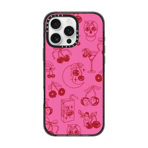 Cherry Tattoo Flash | iPhone 16 Pro Max / Impact Case / Black | Image 1