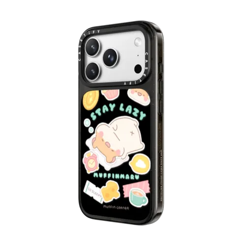 Muffinmaru Stay Lazy | iPhone 18 Pro Max / Impact Case MagSafe Compatible - Glossy / Glossy Black | Image 2