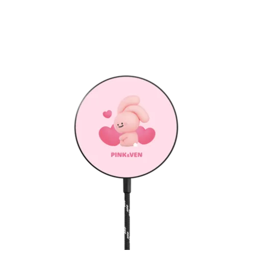 PINK HEART |   / PowerThru Magnetic Wireless Charger MagSafe Compatible / Black | Image 1