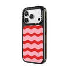 Red And Pink Wavy Stripe | iPhone 18 Pro Max / Impact Case MagSafe Compatible - Glossy / Glossy Black | Image 2