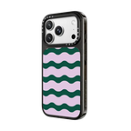 Lilac And Green Wavy Stripe | iPhone 18 Pro Max / Impact Case MagSafe Compatible - Glossy / Glossy Black | Image 2