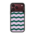 Lilac And Green Wavy Stripe | iPhone 18 Pro Max / Impact Case MagSafe Compatible - Glossy / Glossy Black | Image 1