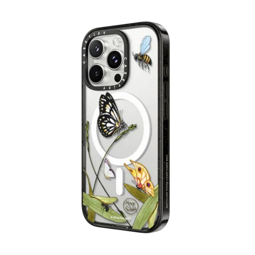 May Gibbs Butterflies | iPhone 16 Pro Max / Impact Case MagSafe Compatible / Black | Image 2
