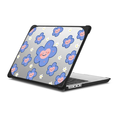 Happi Flowers MacBook Case | MacBook Pro 14-inch (M1 - M5) / MacBook Bounce Case / Black | Image 1
