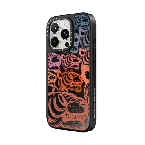 Multi Sketch Tiger | iPhone 16 Pro Max / Mirror Case MagSafe Compatible / Black on Black | Image 2
